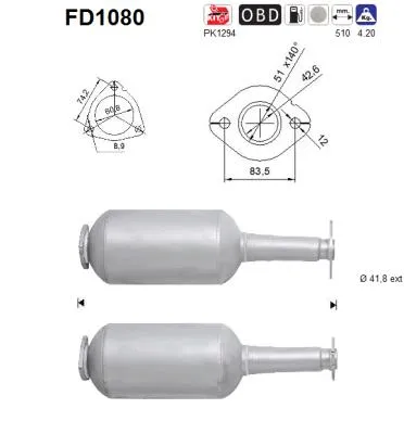 Filtro de partículas Suzuki SWIFT III · Opel AGILA · Suzuki SPLASH
