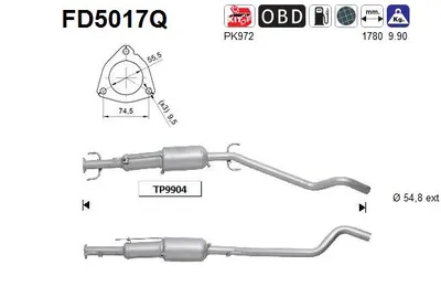 Filtro de partículas Opel ASTRA H · Vauxhall ASTRA Mk V · Opel ASTRA H GTC
