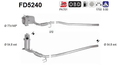 Filtro de partículas Audi A3 · Audi A3 Sportback · Seat ALTEA XL