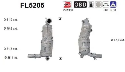 Filtro de partículas Fiat FIORINO Box Body/MPV · Fiat QUBO · Fiat PUNTO Hatchback Van