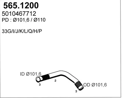 Tubo de escape ASSO 565.1200