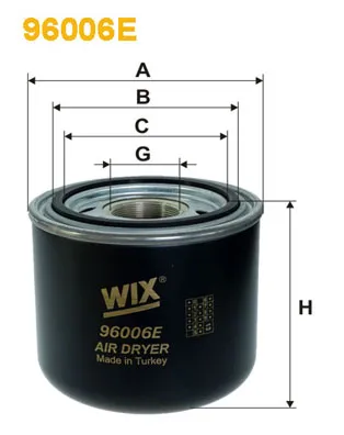 Cartucho del secador de aire, sistema de aire comprimido WIX FILTERS 96006E