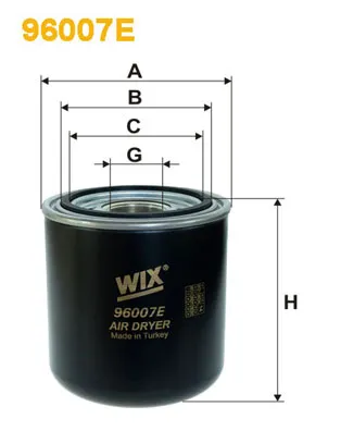 Cartucho del secador de aire, sistema de aire comprimido WIX FILTERS 96007E