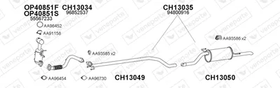 Sistema de gases de escape Chevrolet AVEO Saloon
