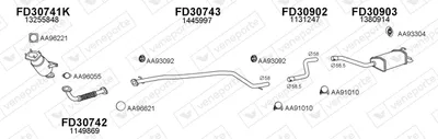 Sistema de gases de escape Ford MONDEO III Turnier