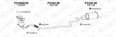 Sistema de gases de escape Ford FIESTA VI