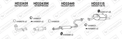 Sistema de gases de escape Honda CIVIC VI Fastback