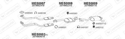 Sistema de gases de escape Mercedes-Benz 190