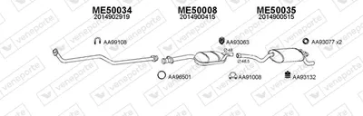 Sistema de gases de escape Mercedes-Benz 190
