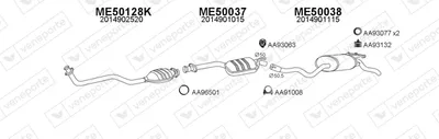 Sistema de gases de escape Mercedes-Benz 190