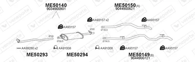 Sistema de gases de escape Mercedes-Benz SPRINTER 2-t Platform/Chassis · Mercedes-Benz SPRINTER 2-t Van · Mercedes-Benz SPRINTER 2-t Bus