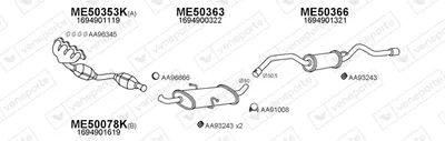 Sistema de gases de escape Mercedes-Benz A-CLASS