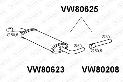 Presilenciador Vw TRANSPORTER T4 Bus · Vw TRANSPORTER T4 Van · Vw TRANSPORTER T4 Platform/Chassis (70E, 70L, 70M, 7DE, 7DL, 7D