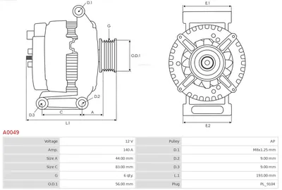 Alternador Volvo S40 I · Volvo V40 Estate · Volvo V70 I