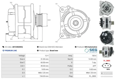 Alternador Nissan NV400 Van · Nissan NV400 Bus · Nissan NV400 Platform/Chassis