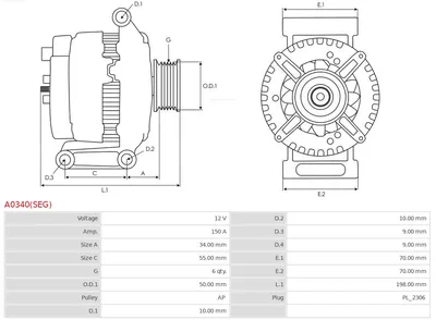 Alternador Mercedes-Benz C-CLASS · Mercedes-Benz GLK-CLASS