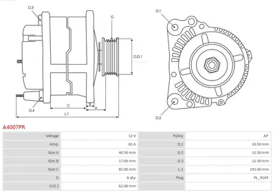 Alternador Citroën JUMPY I · Citroën JUMPY I Van · Fiat PUNTO