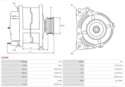 Alternador Fiat PUNTO · Fiat PUNTO Convertible · Fiat BRAVA