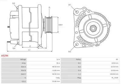 Alternador Citroën C4 AIRCROSS · Mitsubishi LANCER VIII · Mitsubishi LANCER VIII Sportback