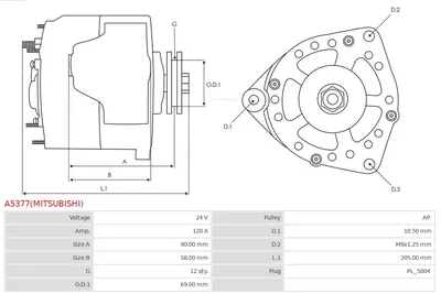 Alternador AS-PL A5377(MITSUBISHI)