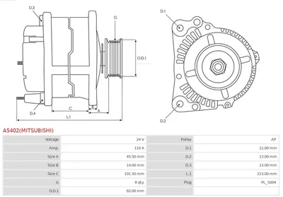Alternador AS-PL A5402(MITSUBISHI)