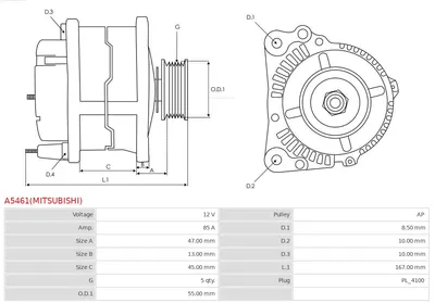 Alternador Citroën C4 AIRCROSS · Mitsubishi LANCER VIII · Mitsubishi LANCER VIII Sportback
