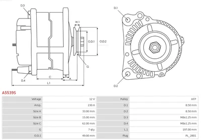 Alternador Fiat TALENTO Bus · Fiat TALENTO Van · Fiat TALENTO Platform/Chassis