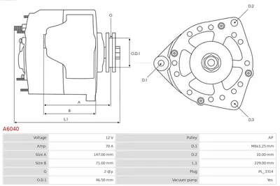 Alternador Toyota HIACE IV Bus · Toyota HIACE IV Van · Toyota HILUX II SUV