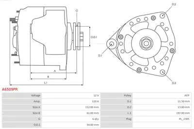 Alternador Alfa Romeo GIULIETTA · Alfa Romeo GIULIETTA Hatchback Van · Fiat DOBLO Bus