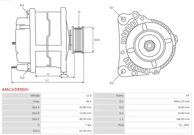 Alternador Isuzu D-MAX II · Isuzu D-MAX II Platform/Chassis