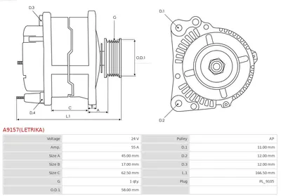 Alternador AS-PL A9157(LETRIKA)