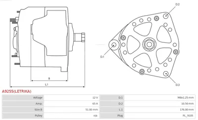 Alternador AS-PL A9255(LETRIKA)