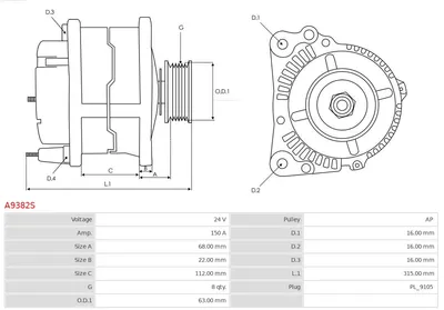 Alternador AS-PL A9382S