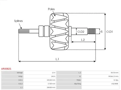 Rotor, alternador AS-PL AR0082S