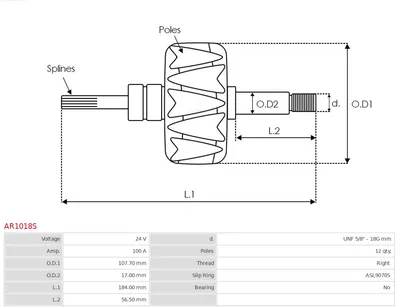 Rotor, alternador AS-PL AR1018S