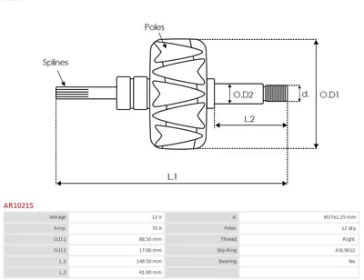 Rotor, alternador AS-PL AR1021S