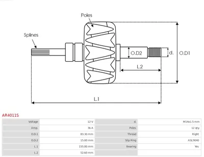 Rotor, alternador AS-PL AR4011S