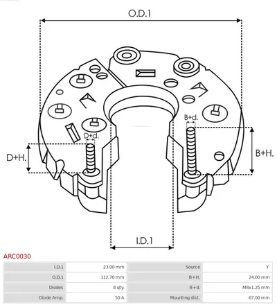 Rectificador, alternador AS-PL ARC0030