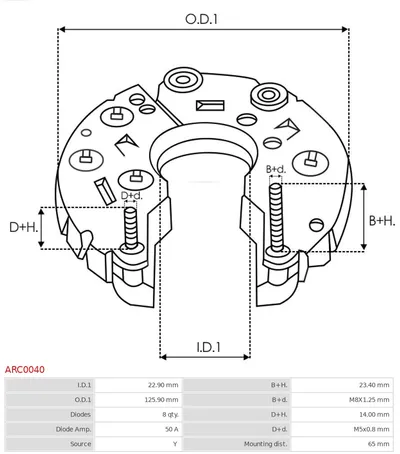 Rectificador, alternador AS-PL ARC0040