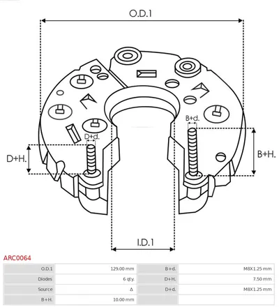 Rectificador, alternador AS-PL ARC0064