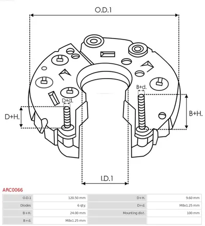 Rectificador, alternador AS-PL ARC0066