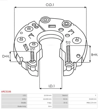 Rectificador, alternador AS-PL ARC0106