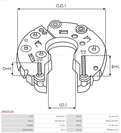 Rectificador, alternador AS-PL ARC0134