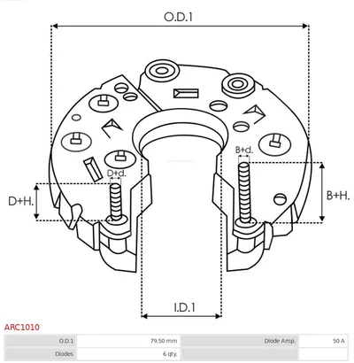 Rectificador, alternador AS-PL ARC1010