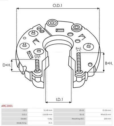 Rectificador, alternador AS-PL ARC2001