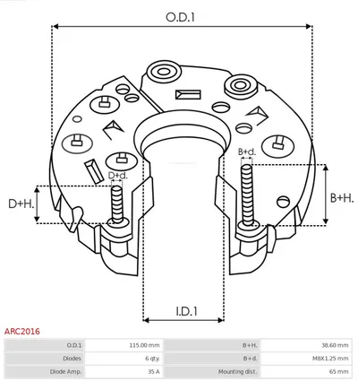 Rectificador, alternador AS-PL ARC2016