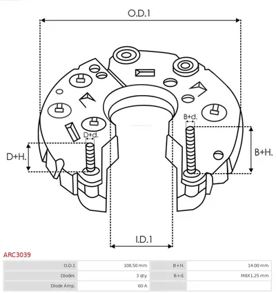 Rectificador, alternador AS-PL ARC3039