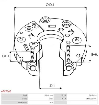 Rectificador, alternador AS-PL ARC3043