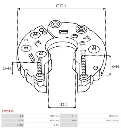 Rectificador, alternador AS-PL ARC3130