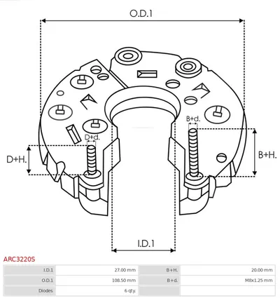 Rectificador, alternador AS-PL ARC3220S